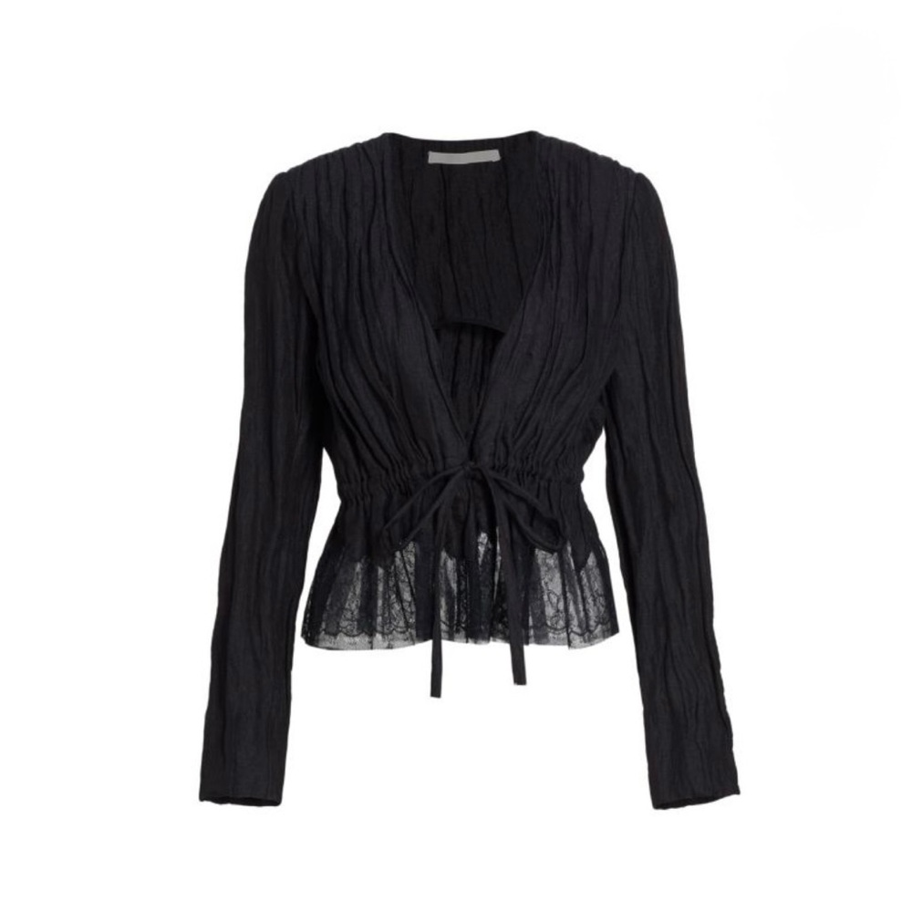 JASON WU Crinkled Lace Tie-Waist Jacket